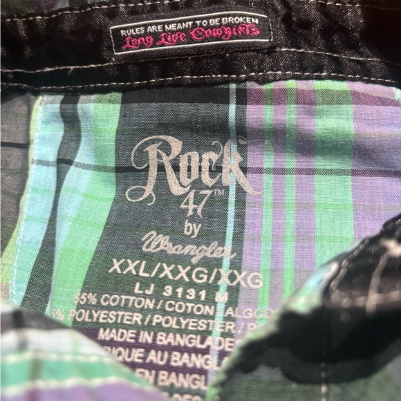 Rock 47 by Wrangler Women's Diamond Snap Western Cowgirl Shirt Size XXL - Picture 6 of 10